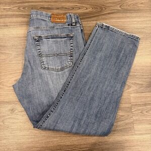 Lucky Brand 221 Straight Fit Jeans Size 38x31(tag32)Medium Wash Denim Distressed